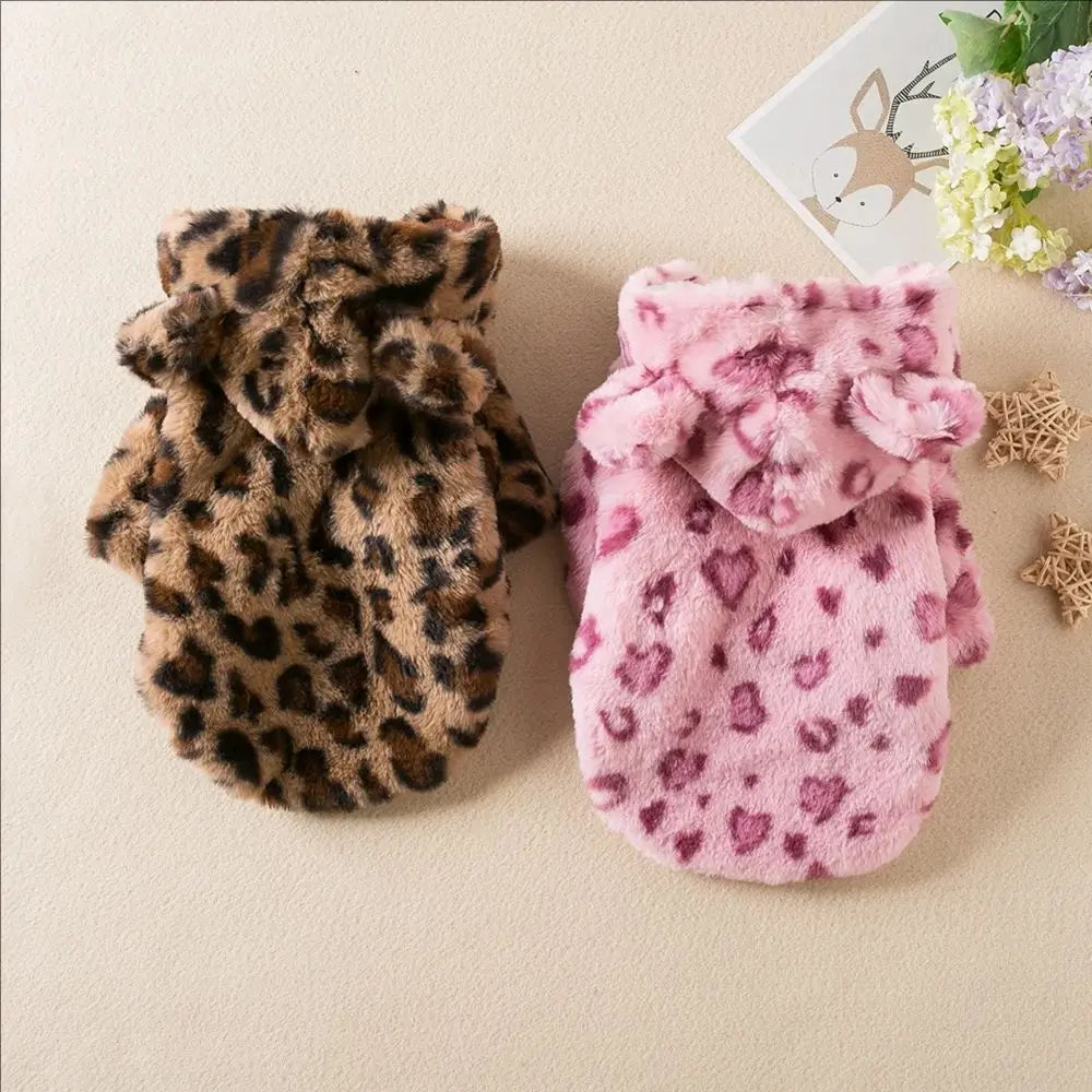 Manteau à Capuche pour Chien – Polaire Chaude Motif Léopard