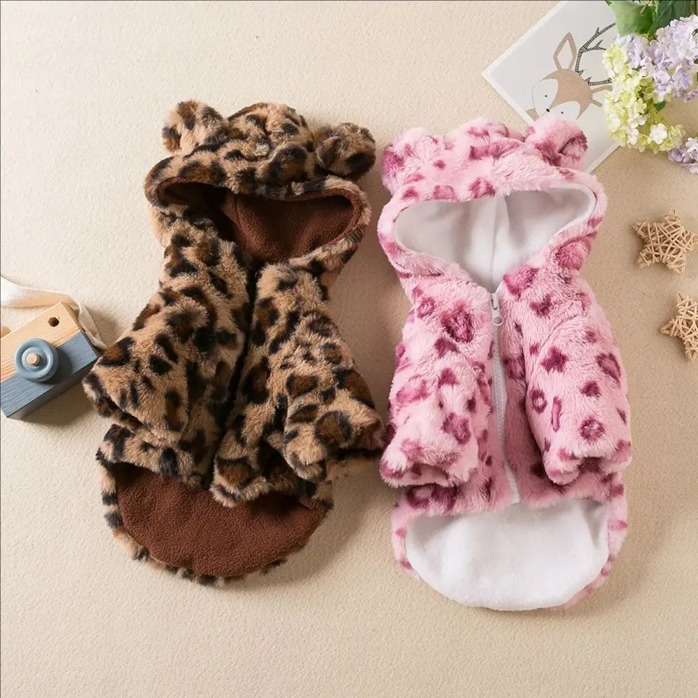 Manteau à Capuche pour Chien – Polaire Chaude Motif Léopard